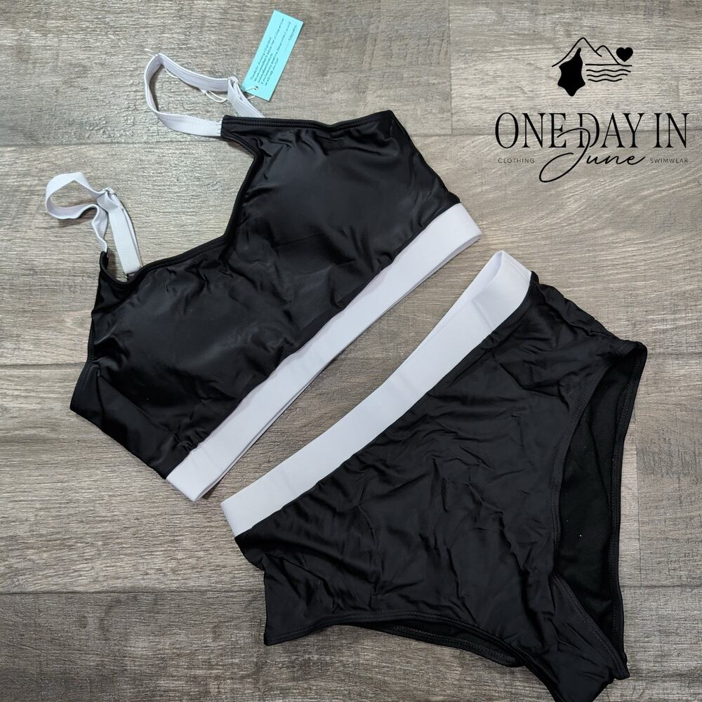 Adisputent Crop High Waist Bikini Swimsuit Size L